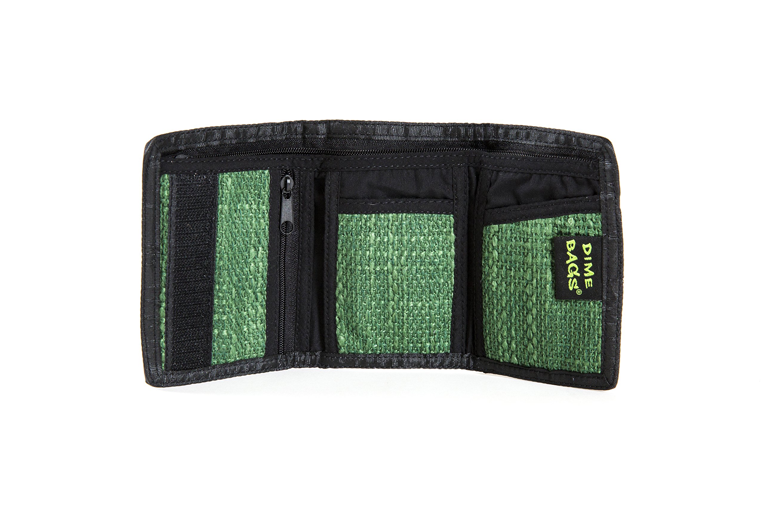 DIME BAGS Trifold Hempster Wallet, Slim Design, Durable Material with Multiple Card Slots, 9 Compartments, Zippered Pockets & Hidden Cash Storage, Interchangeable Patch (Forest) - Image 3